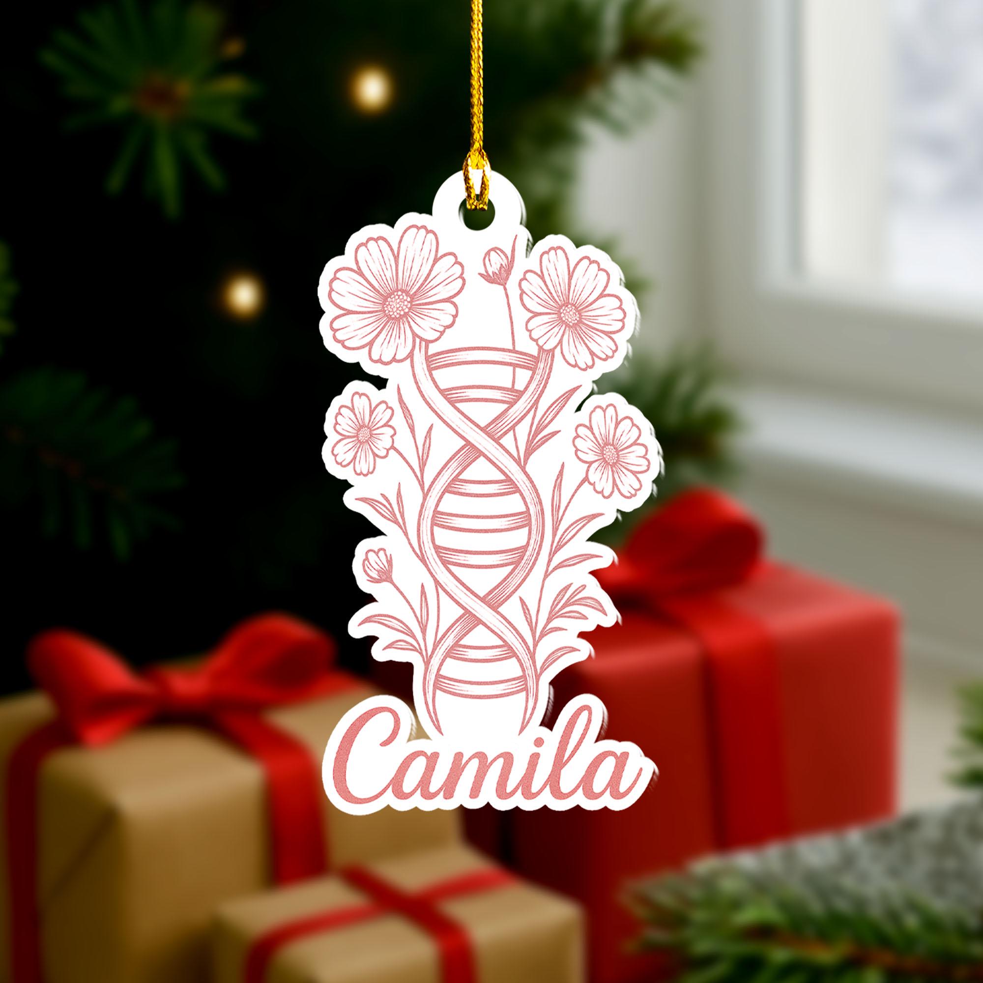 Personalized DNA Ornament: Floral Biology, Science Gift
