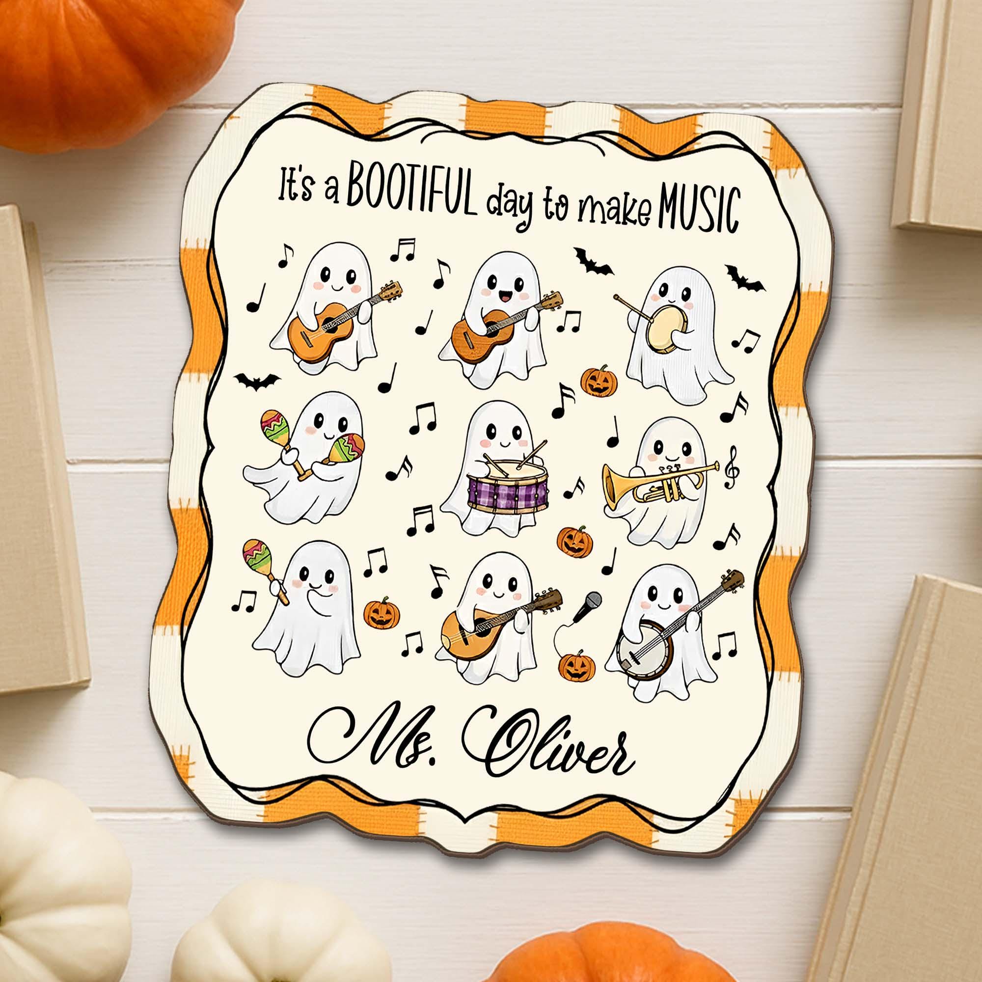 Personalized Halloween Ghost Music Teacher Sign: Spooky Classroom Decor