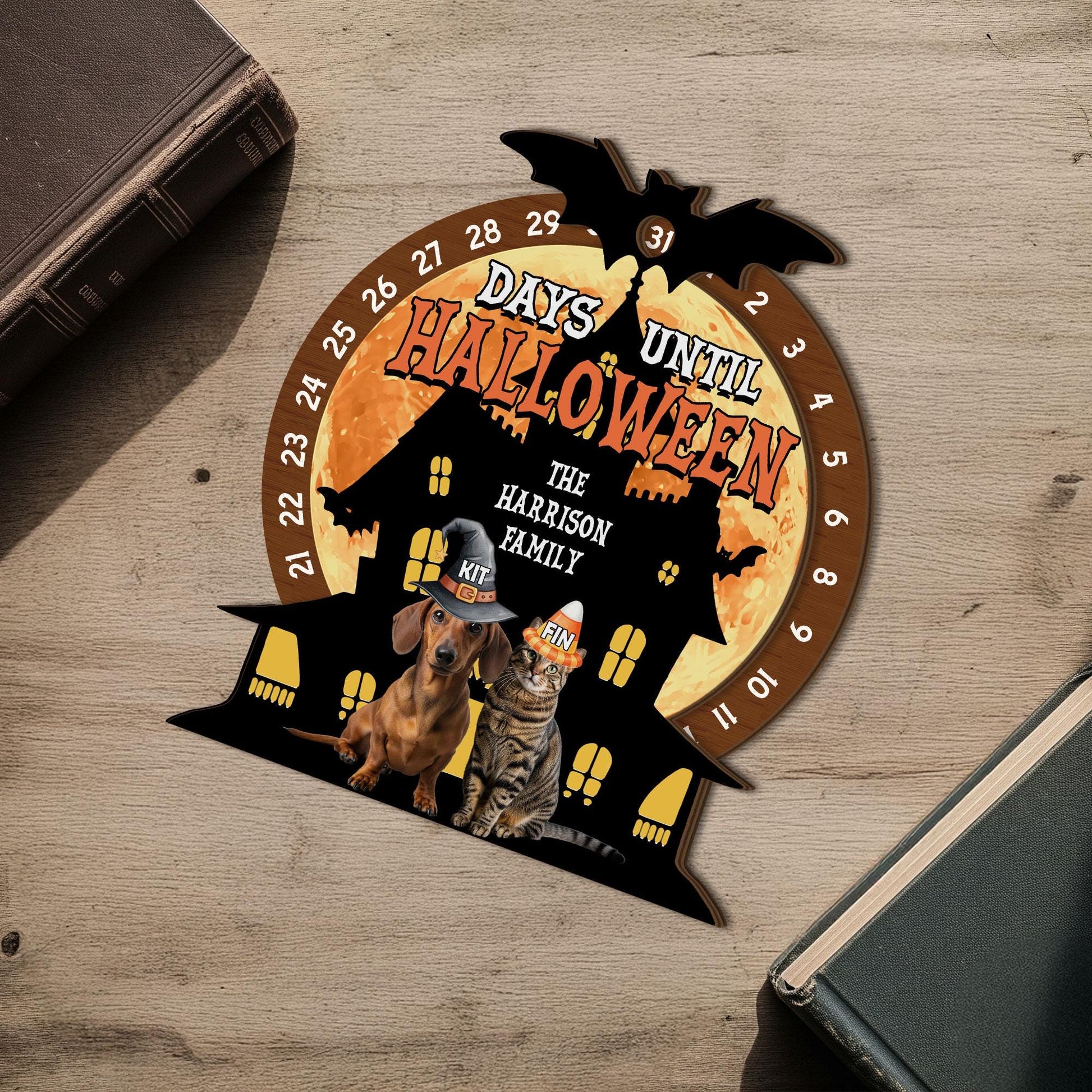 Halloween Countdown Sign: Haunted House Dachshund Decor