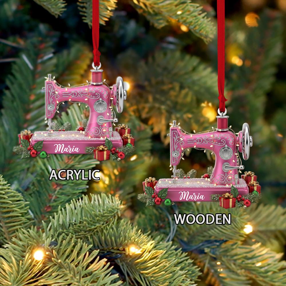 Sewing Machine Christmas Ornament: Personalized Gift for Sewers, Quilters & Seamstresses, Custom Name Holiday Decoration