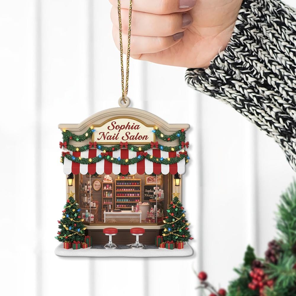 Personalized Nail Salon Christmas Ornament: Acrylic Nail Tech Gift