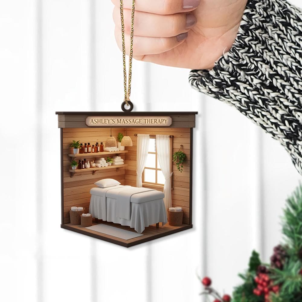 Personalized Massage Therapy Christmas Ornament: Spa Gift, Custom Name