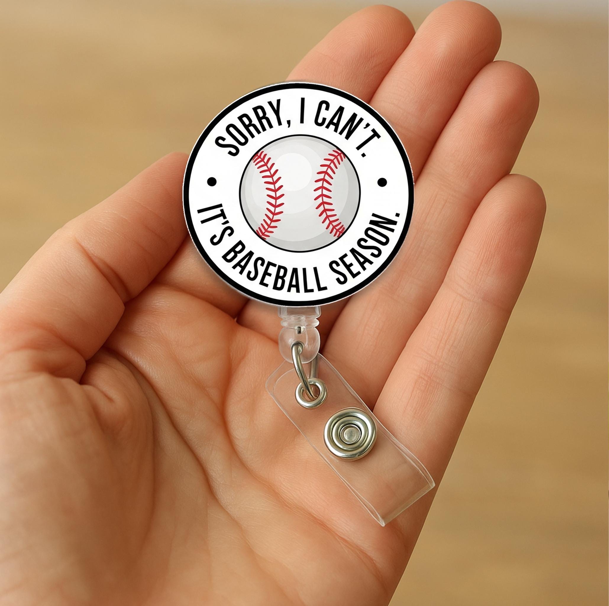Funny Baseball Badge Reel: Sports ID Holder, Nurse, Teacher, Coach Gift