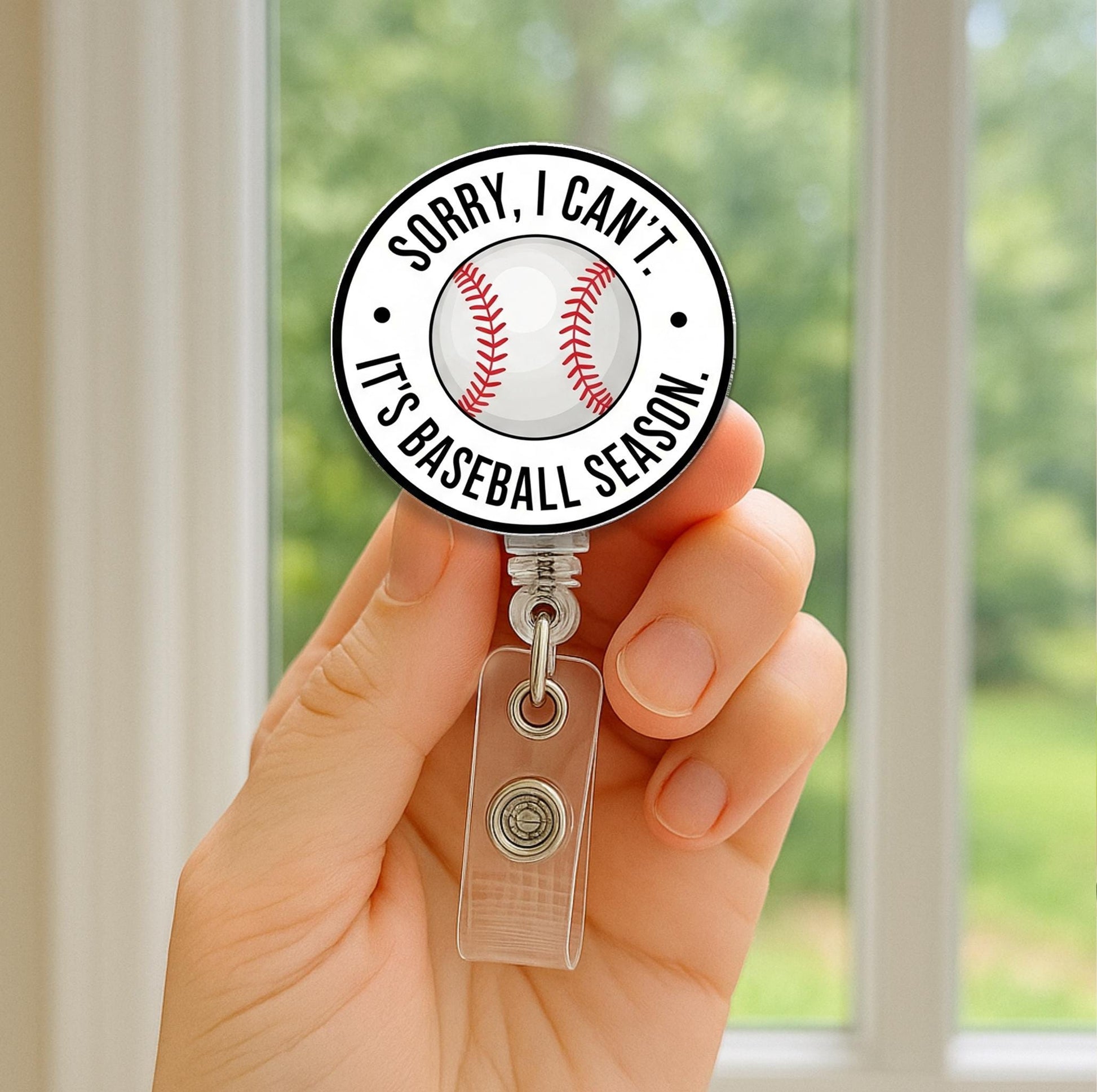 Funny Baseball Badge Reel: Sports ID Holder, Nurse, Teacher, Coach Gift