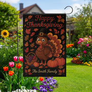 Happy Thanksgiving Garden Flag: Personalized Fall Yard Decor with Turkey Pumpkins