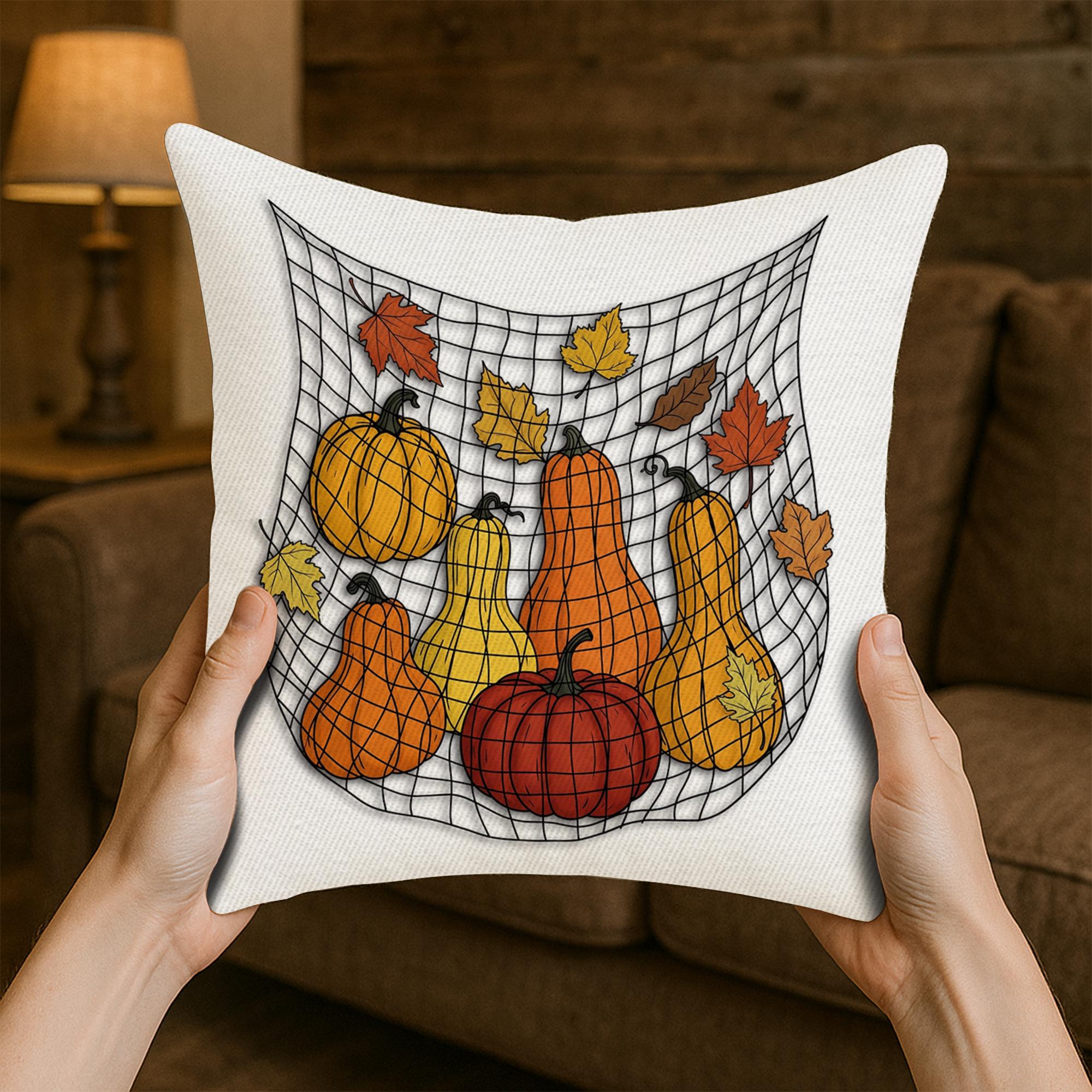 Autumn Pumpkin Pillow Cover: Rustic Farmhouse Thanksgiving Decor