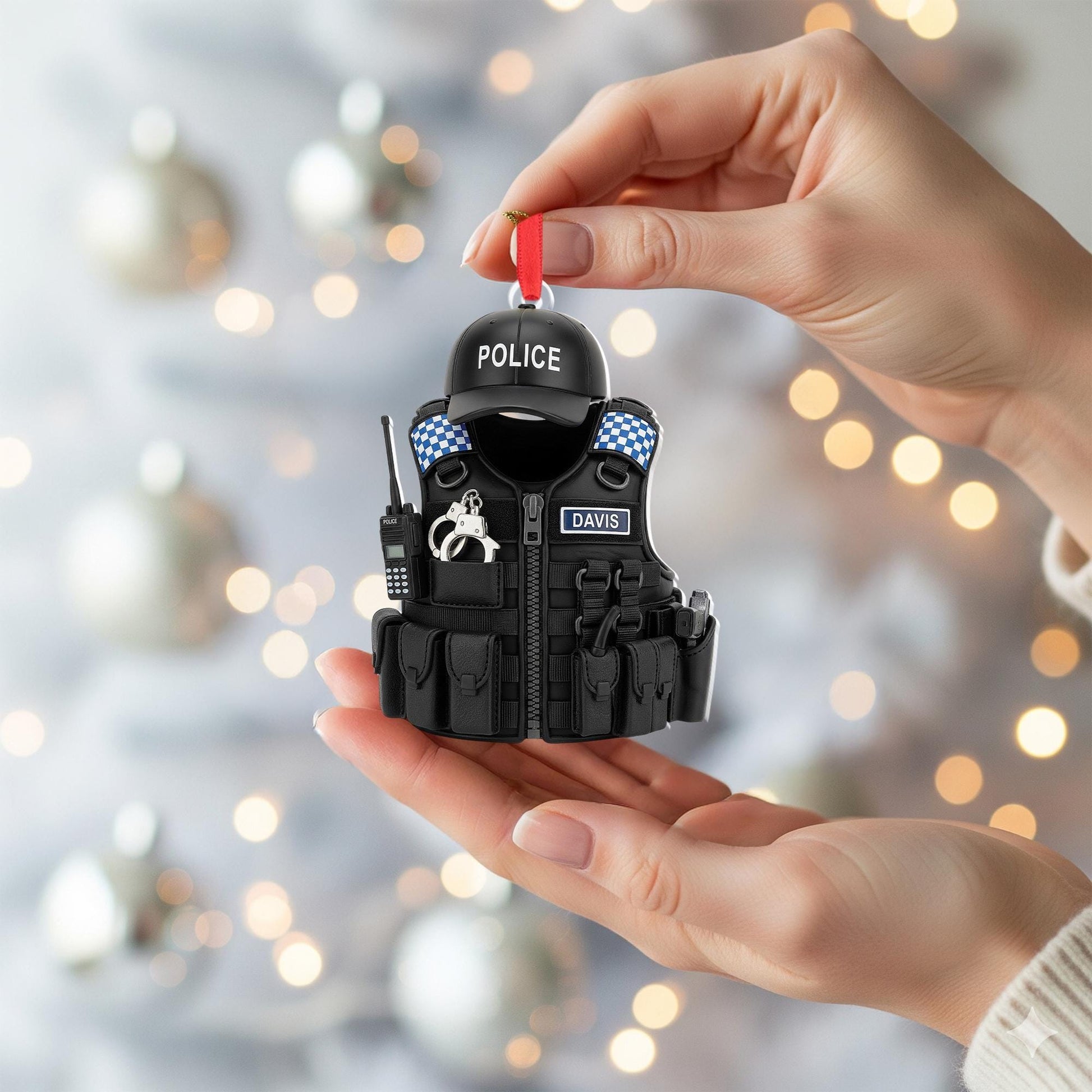 Personalized Police Ornament: Custom Name Law Enforcement Christmas Decoration