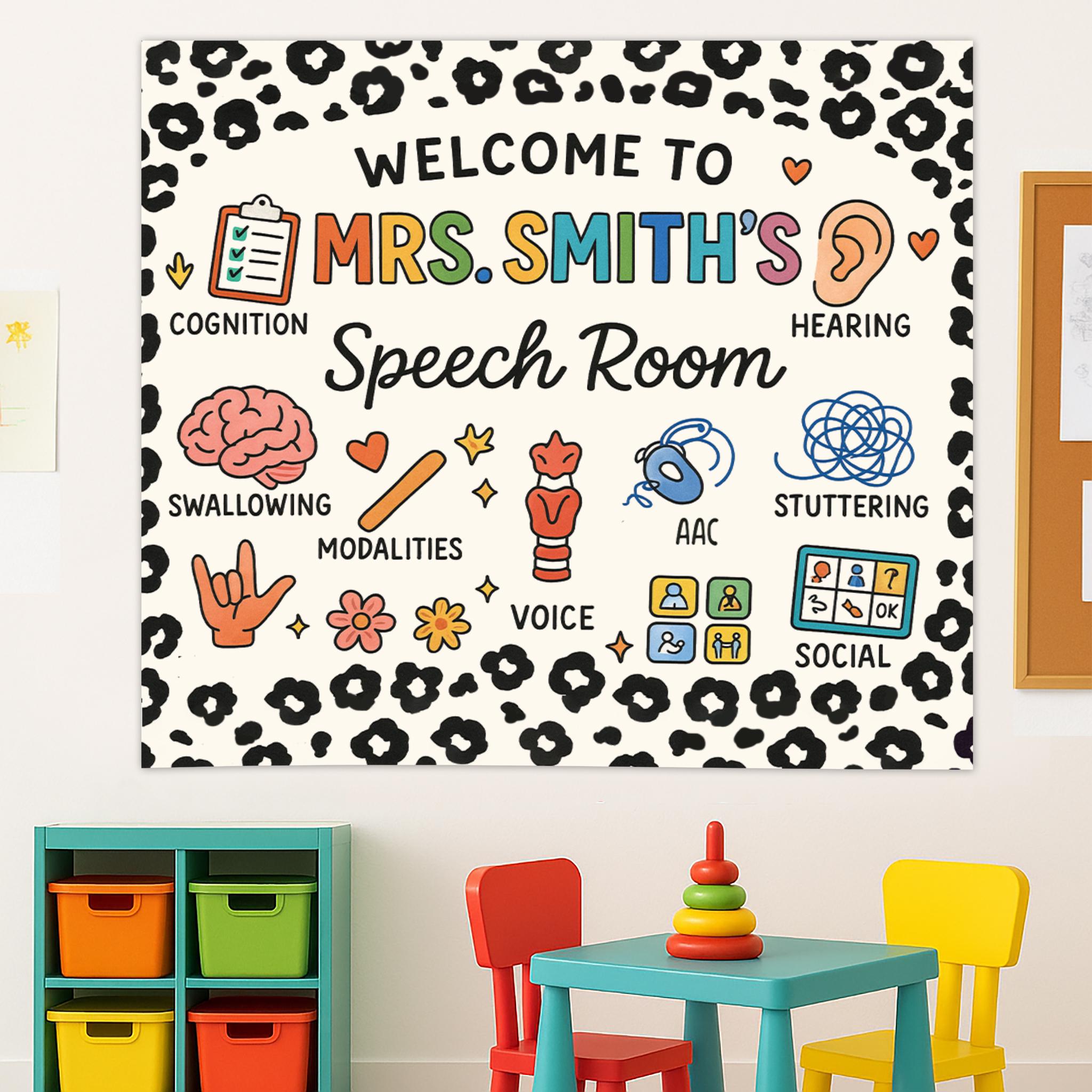 Speech Therapy Room Tapestry: Welcome Banner for SLP Office Decor