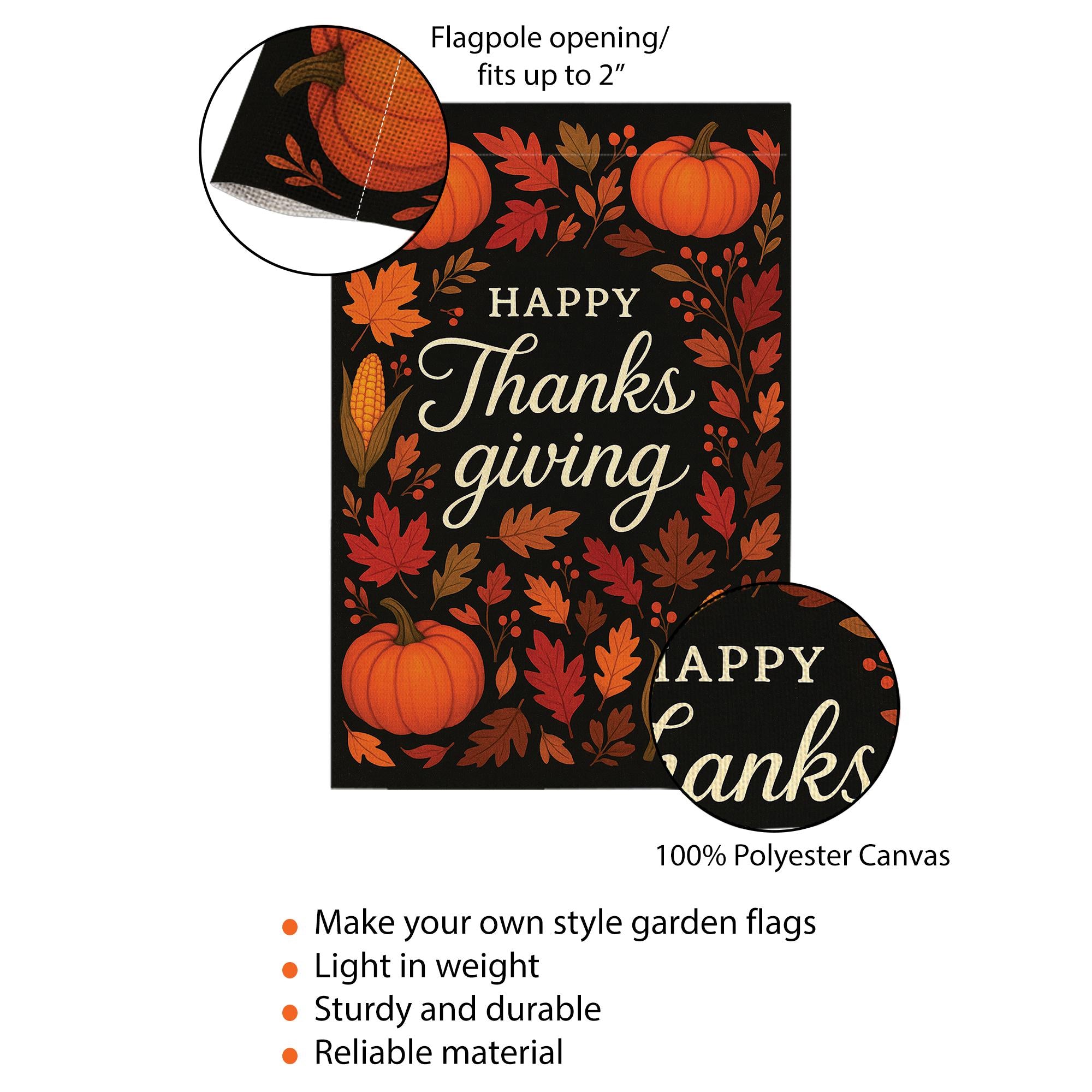 Happy Thanksgiving Garden Flag: Fall Yard Decoration with Pumpkins and Corn
