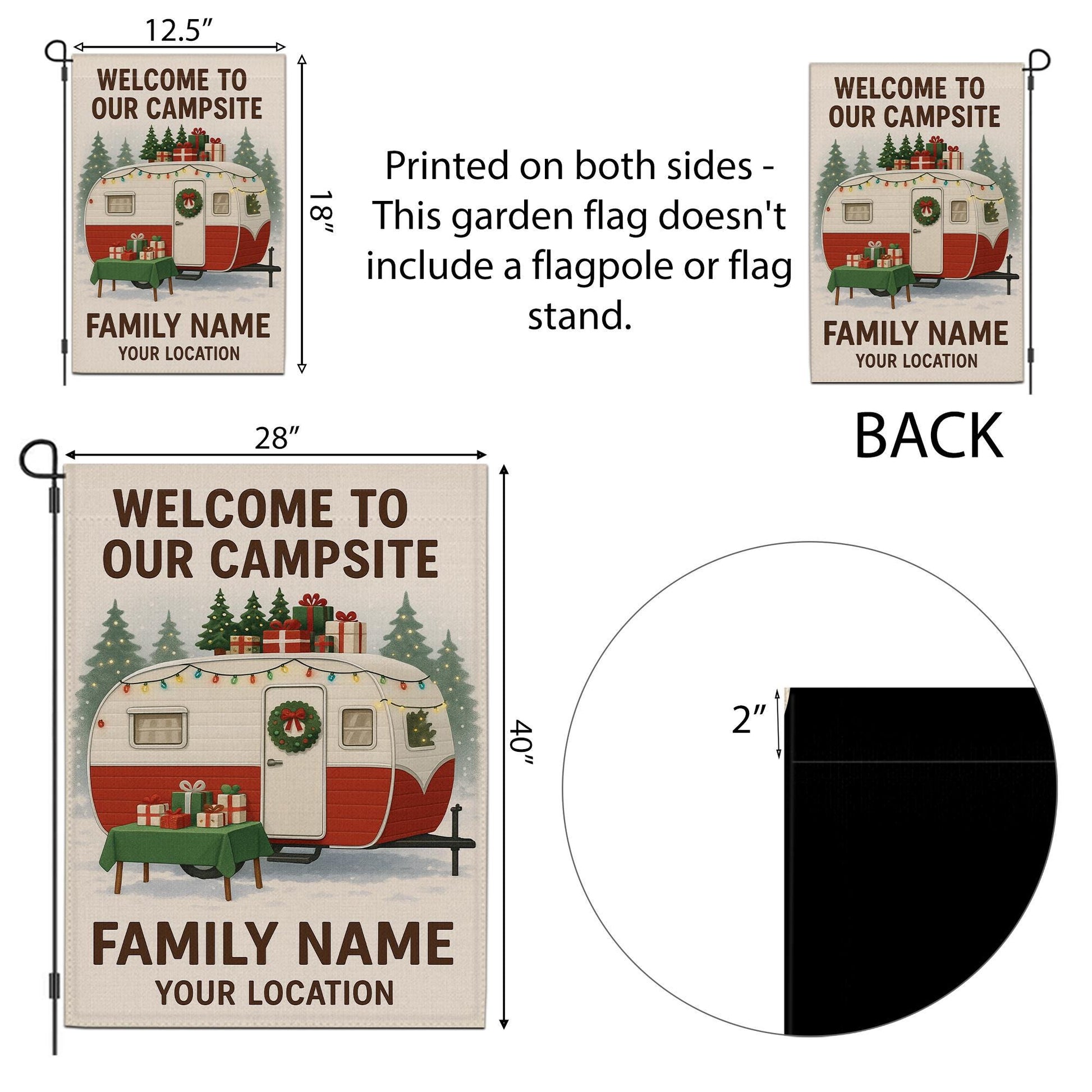 Christmas Camper Garden Flag: Personalized Campsite Yard Decor