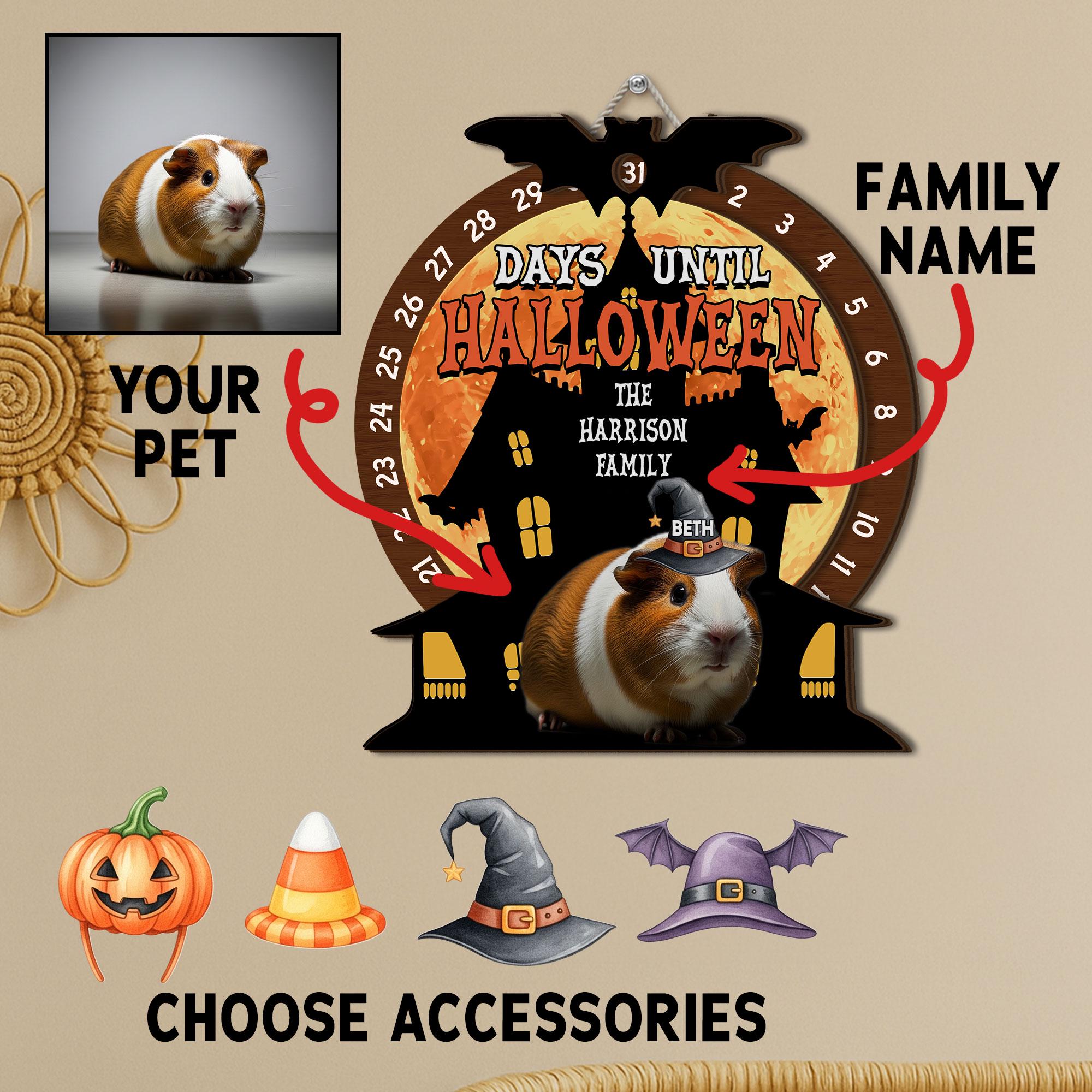 Personalized Guinea Pig Halloween Countdown Sign: Haunted House Decor
