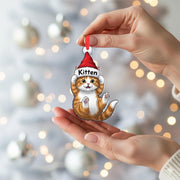 Personalized Cat Ornament, Custom Christmas Kitten Decoration, Cute Pet Gift for Cat Lovers, Holiday Tree Hanging Keepsake