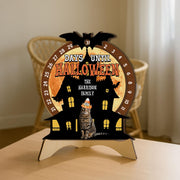 Personalized Cat Halloween Countdown Sign: Haunted House Decor