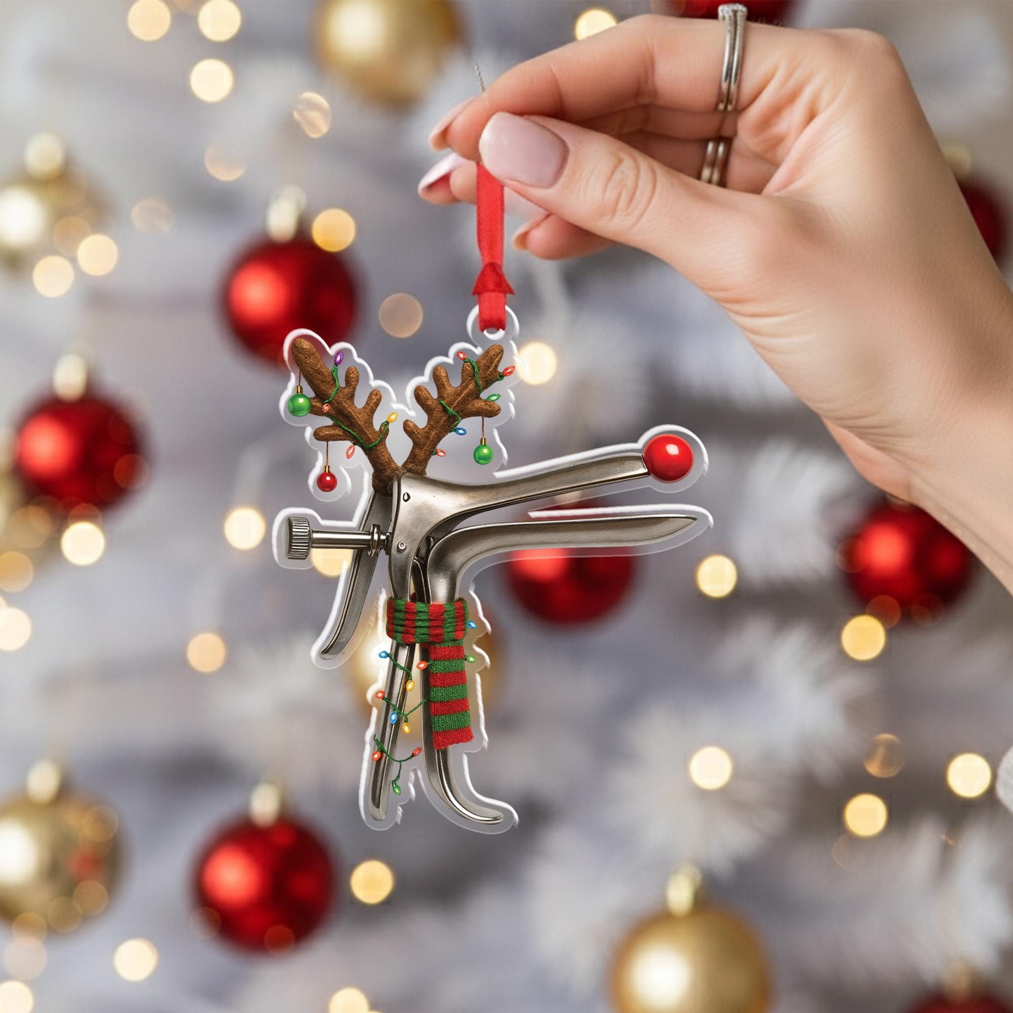Funny Speculum Reindeer Christmas Ornament: OBGYN Gag Gift