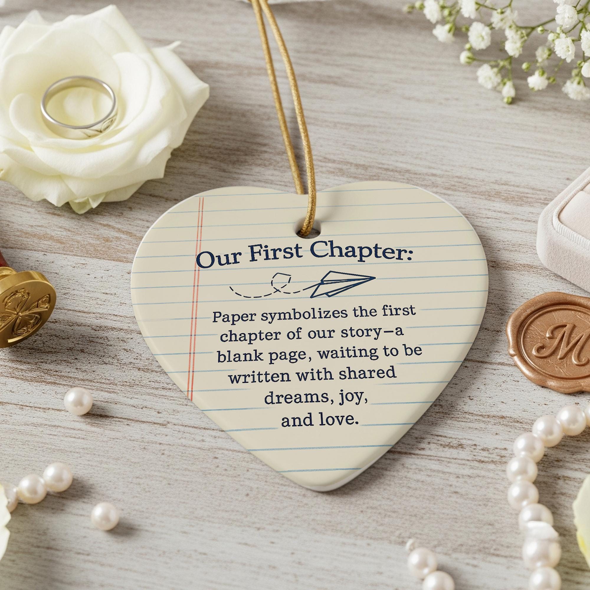 Personalized Ceramic Heart Ornament: 1st Anniversary Keepsake