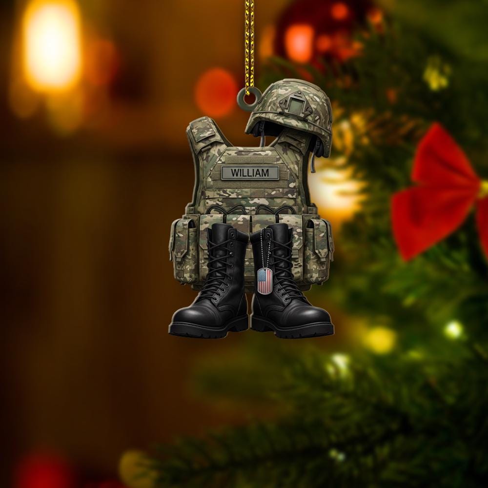 Personalized Military Ornament: Army Soldier Keepsake, Veteran Gift