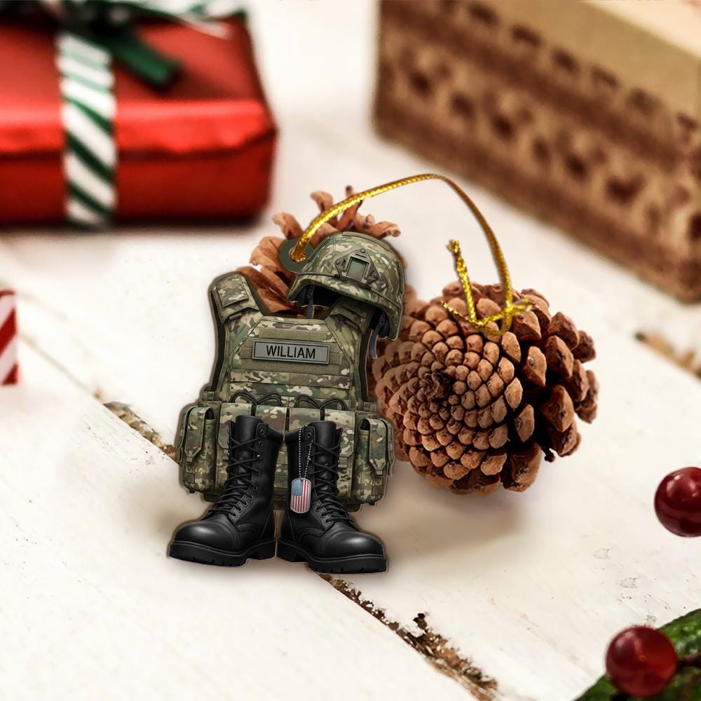Personalized Military Ornament: Army Soldier Keepsake, Veteran Gift