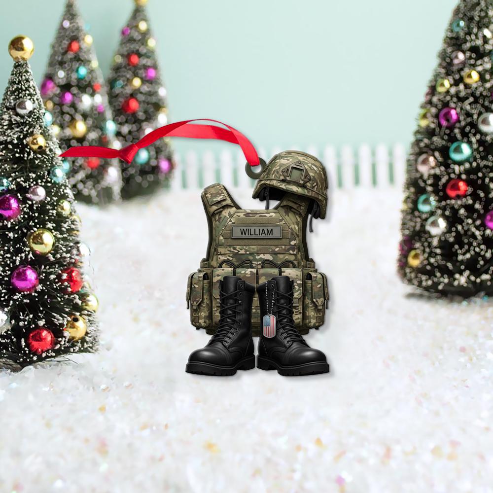 Personalized Military Ornament: Army Soldier Keepsake, Veteran Gift