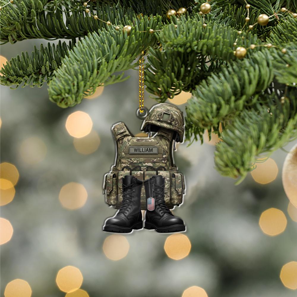 Personalized Military Ornament: Army Soldier Keepsake, Veteran Gift