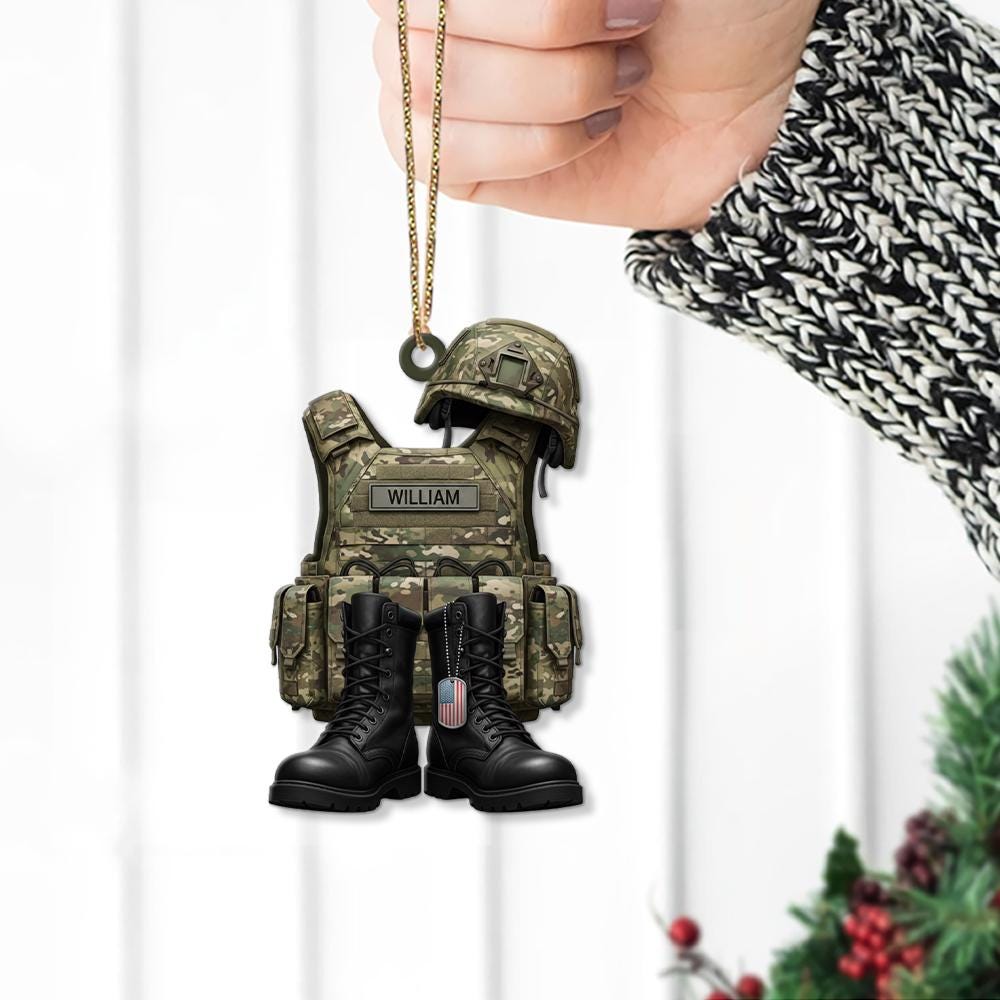Personalized Military Ornament: Army Soldier Keepsake, Veteran Gift