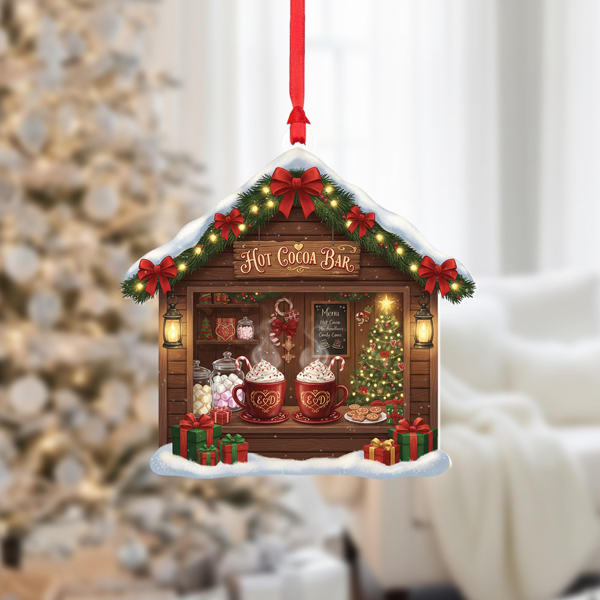 Custom Hot Cocoa Bar Christmas Ornament: Cozy Holiday Decor
