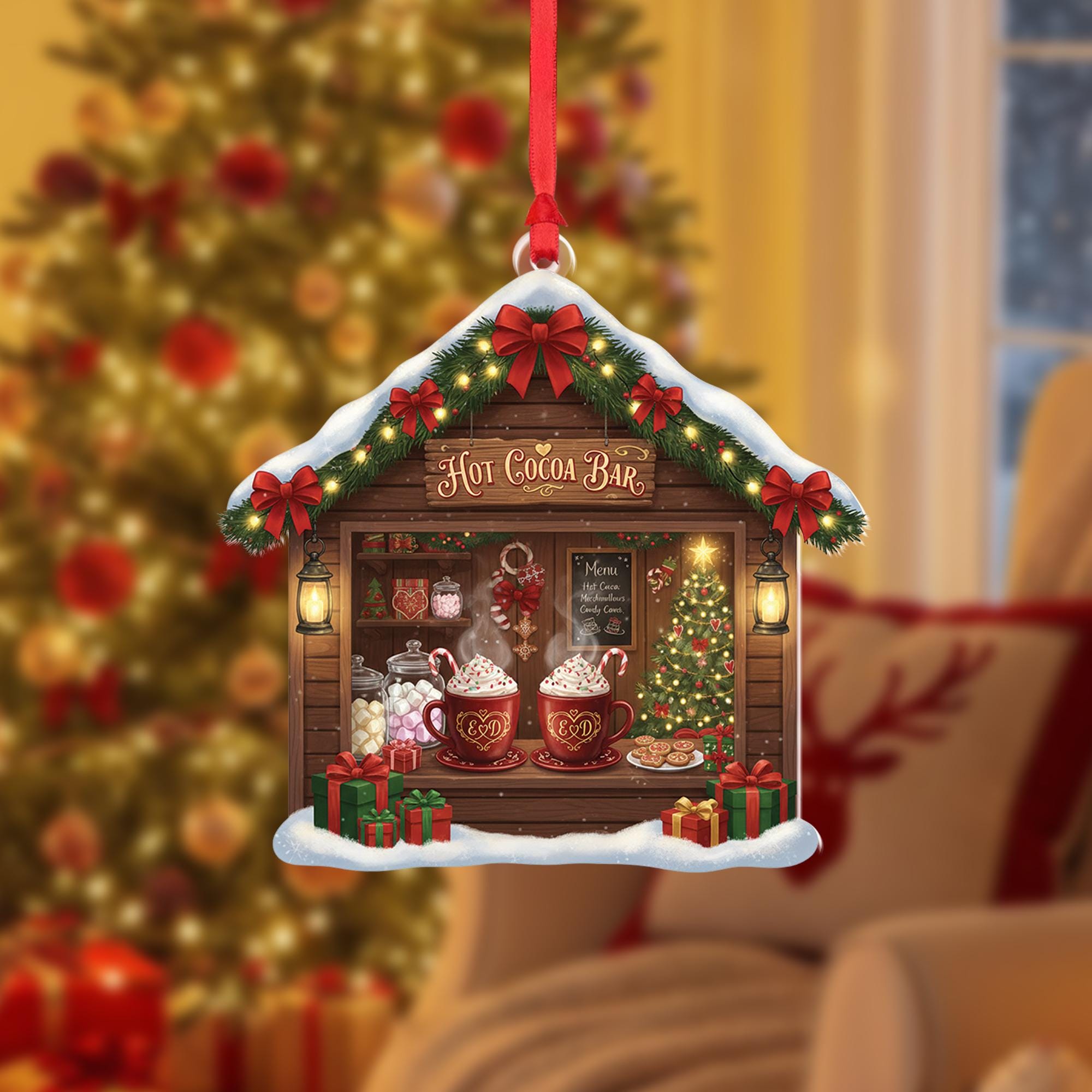 Custom Hot Cocoa Bar Christmas Ornament: Cozy Holiday Decor