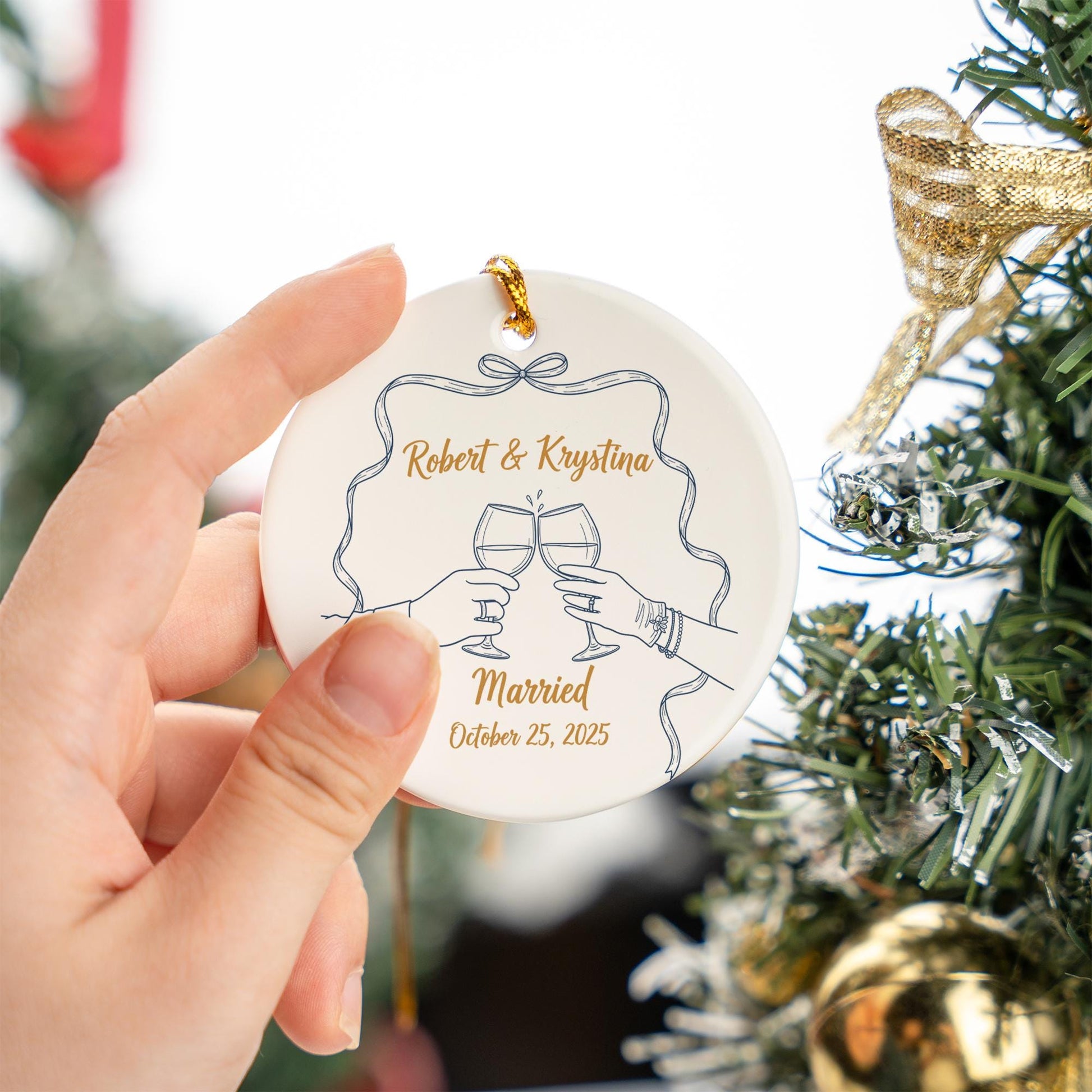 Personalized Wedding Ornament: Custom Newlywed Keepsake, Names & Date