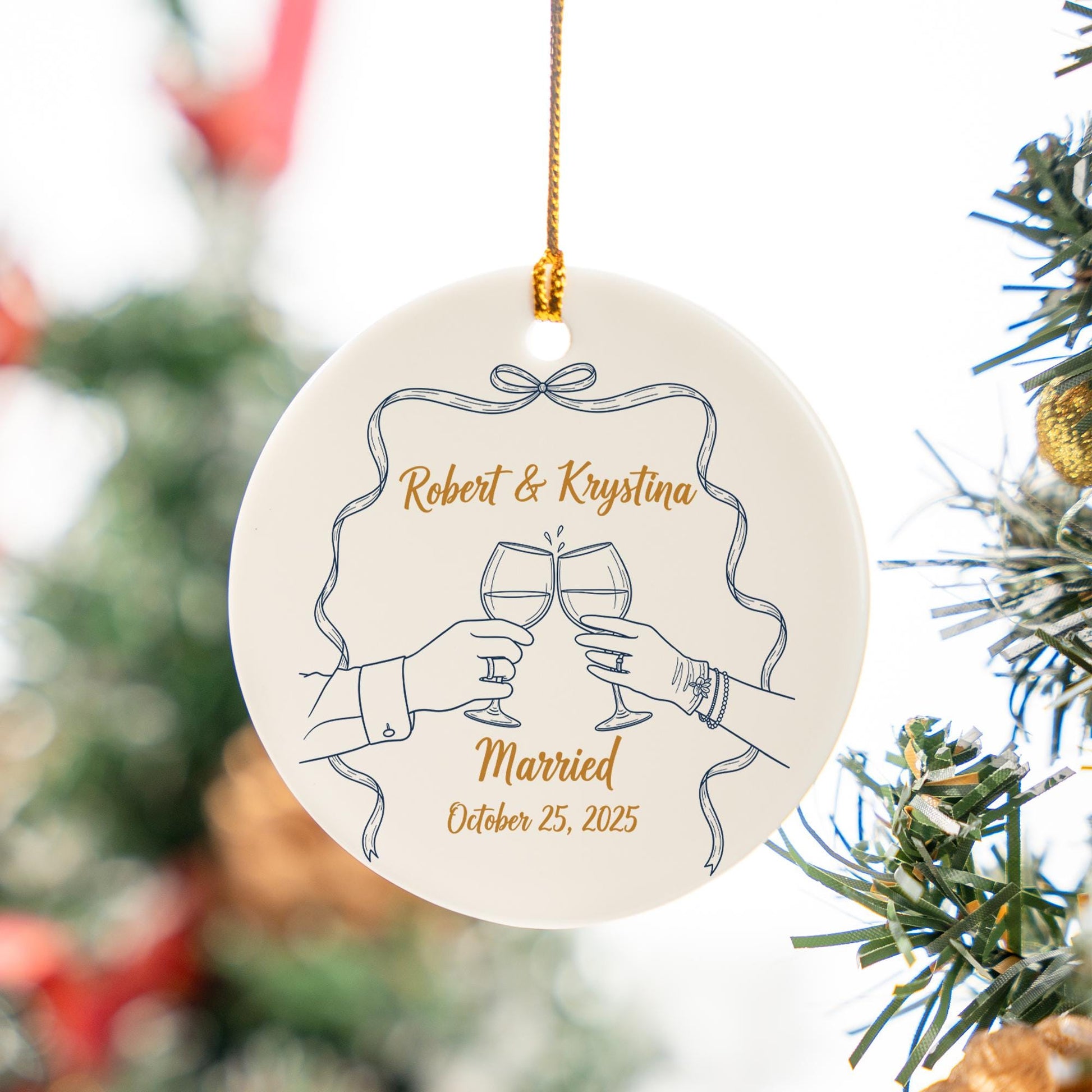 Personalized Wedding Ornament: Custom Newlywed Keepsake, Names & Date