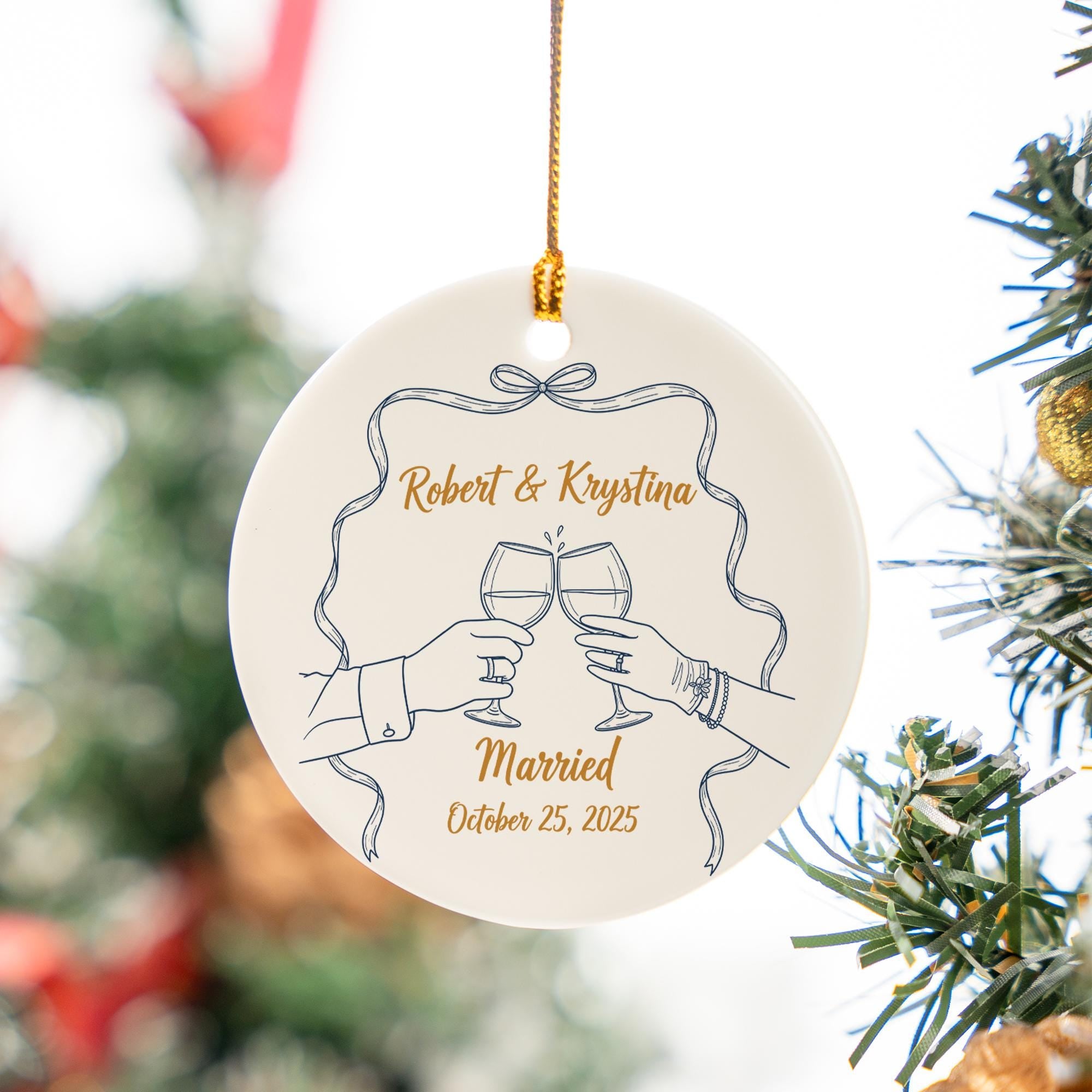 Personalized Wedding Ornament: Custom Newlywed Keepsake, Names & Date