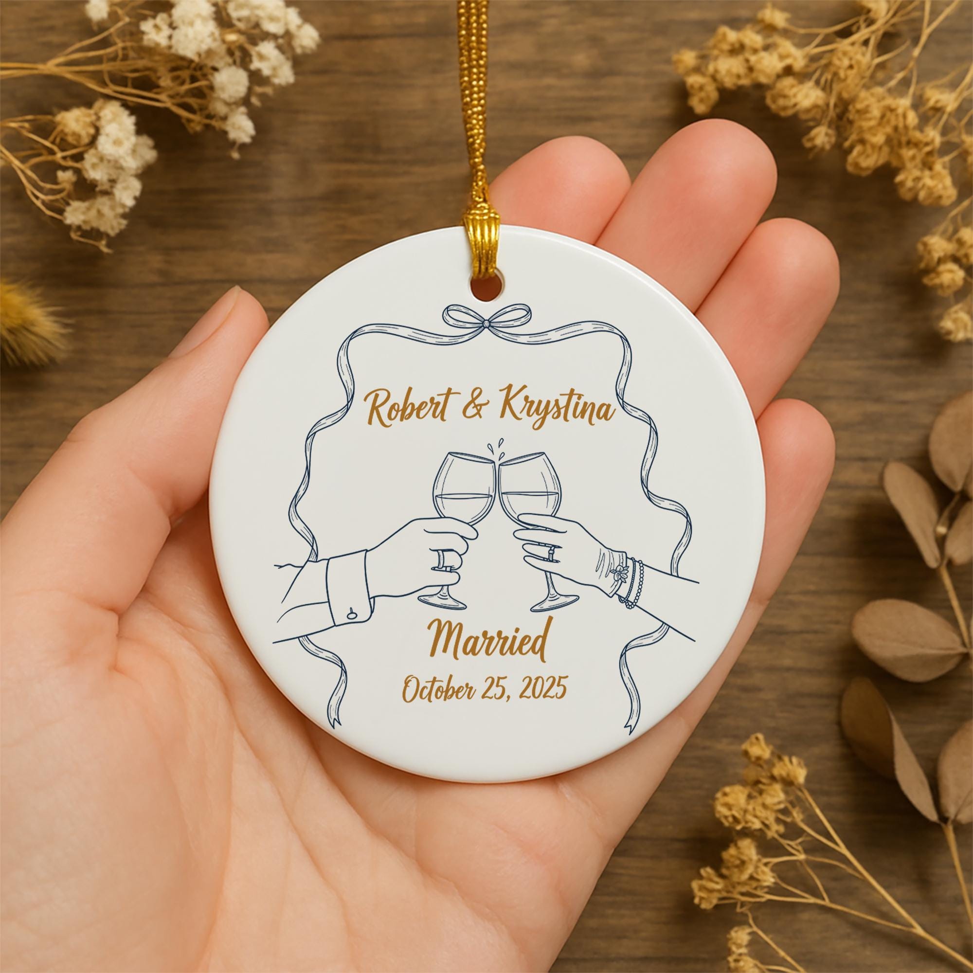 Personalized Wedding Ornament: Custom Newlywed Keepsake, Names & Date