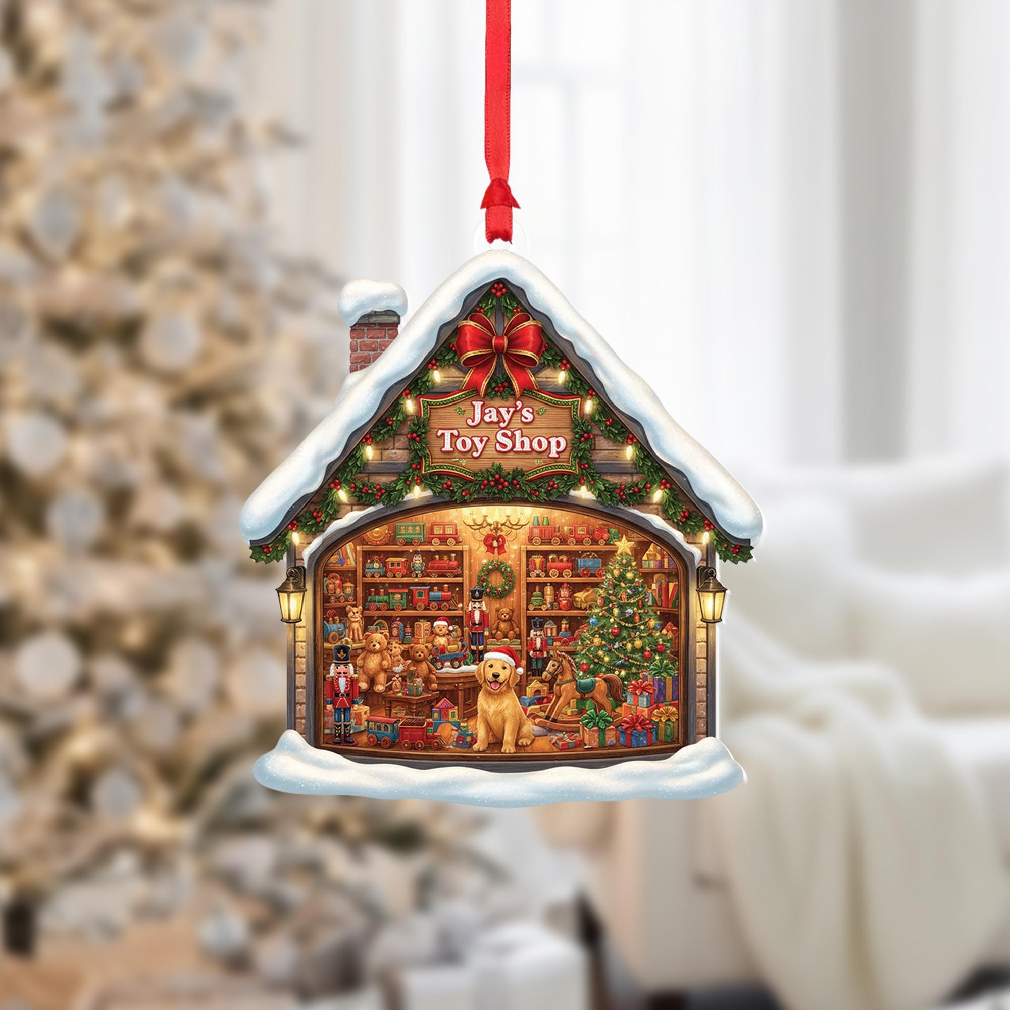 Personalized Toy Shop Christmas Ornament: Vintage Holiday Decor