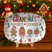 Custom Grandma Gingerbread Family Christmas Platter: Holiday Keepsake Decor - Decor Only