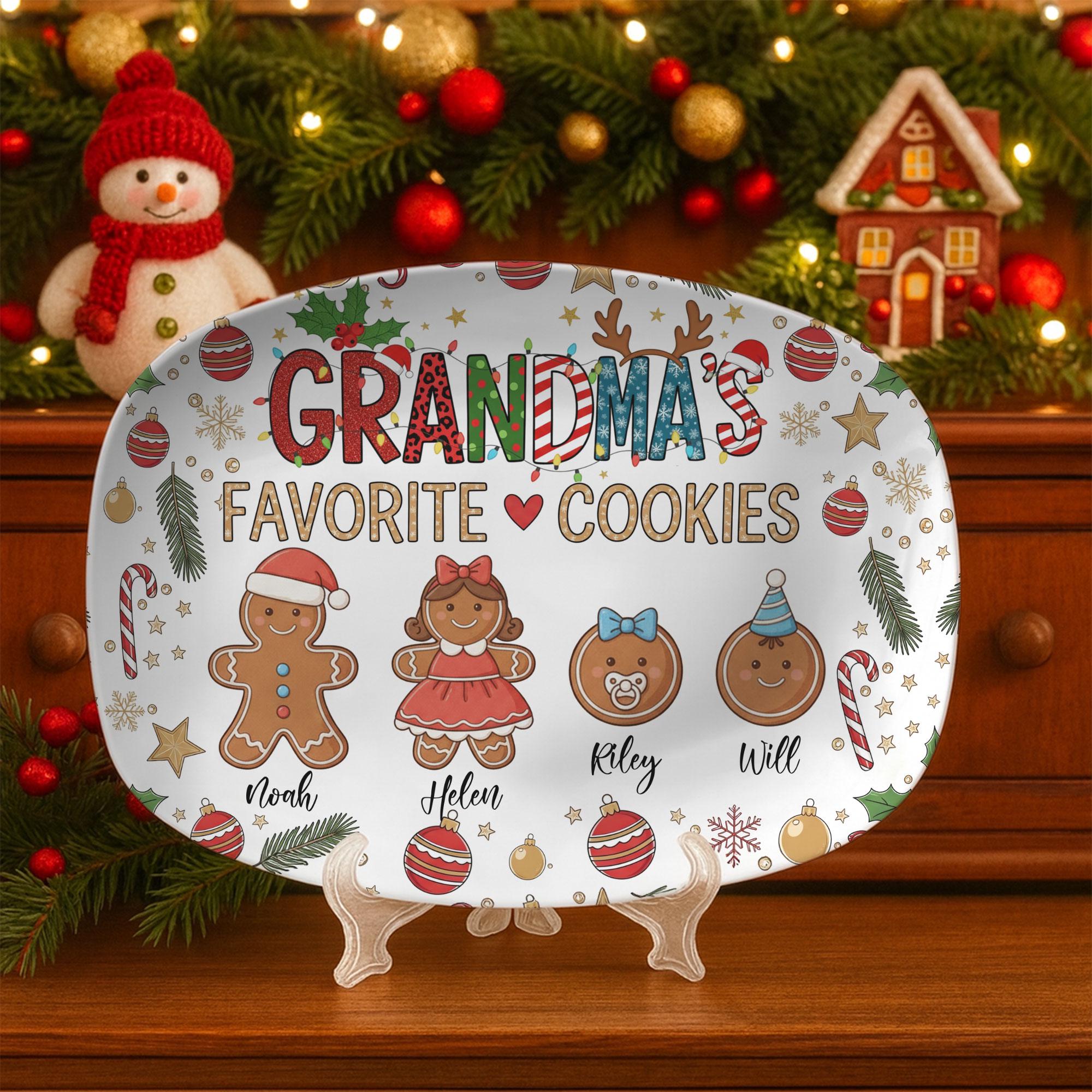 Custom Grandma Gingerbread Family Christmas Platter: Holiday Keepsake Decor - Decor Only
