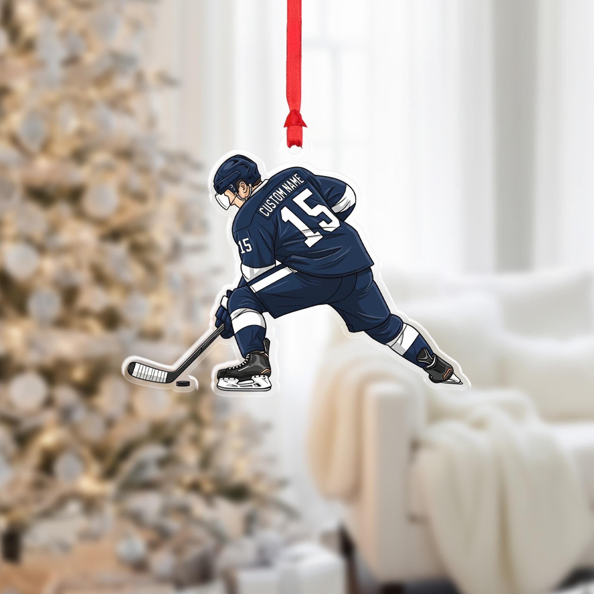 Personalized Hockey Ornament – Custom Name & Number Christmas Gift for Hockey Player, Team Sports Fan Keepsake
