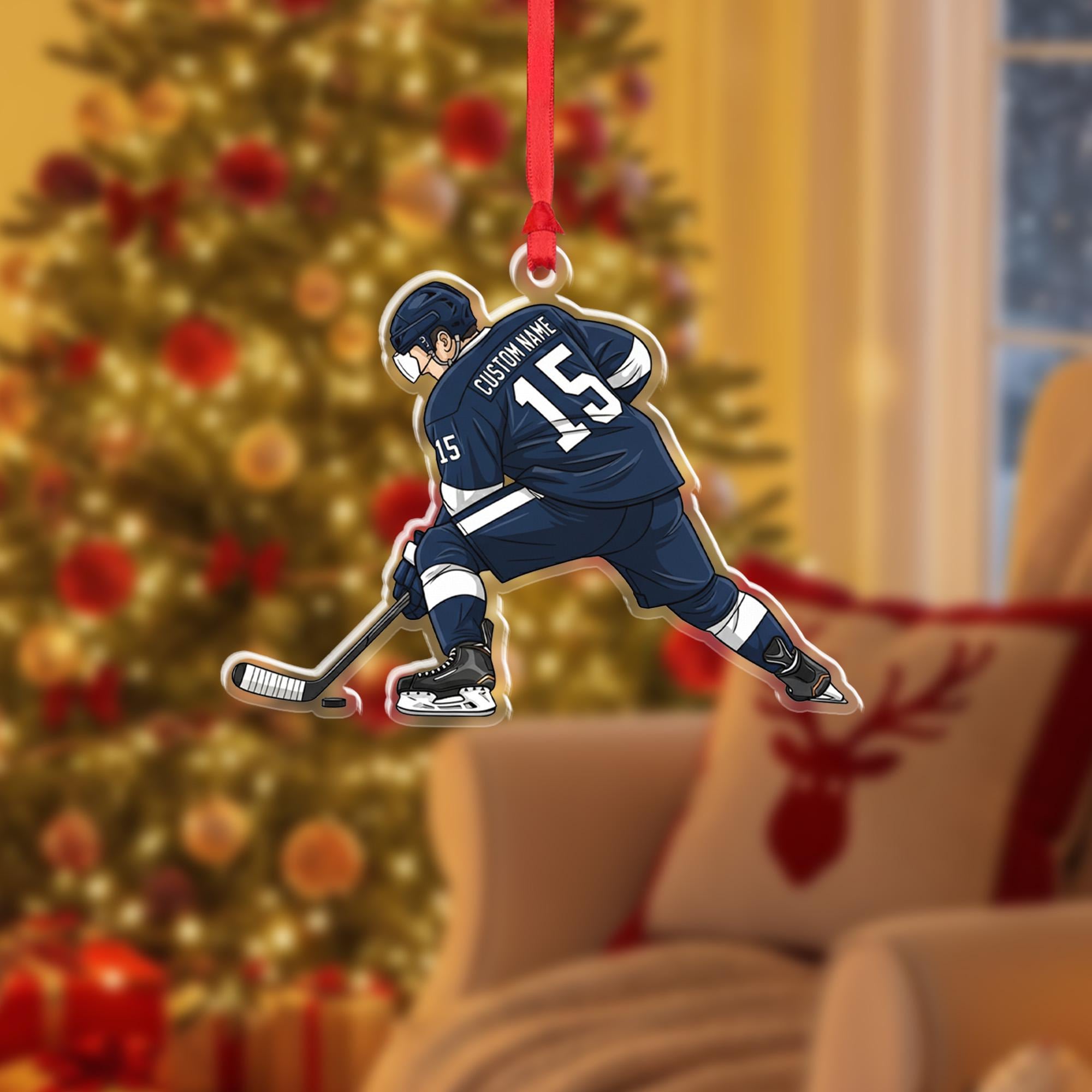 Personalized Hockey Ornament – Custom Name & Number Christmas Gift for Hockey Player, Team Sports Fan Keepsake