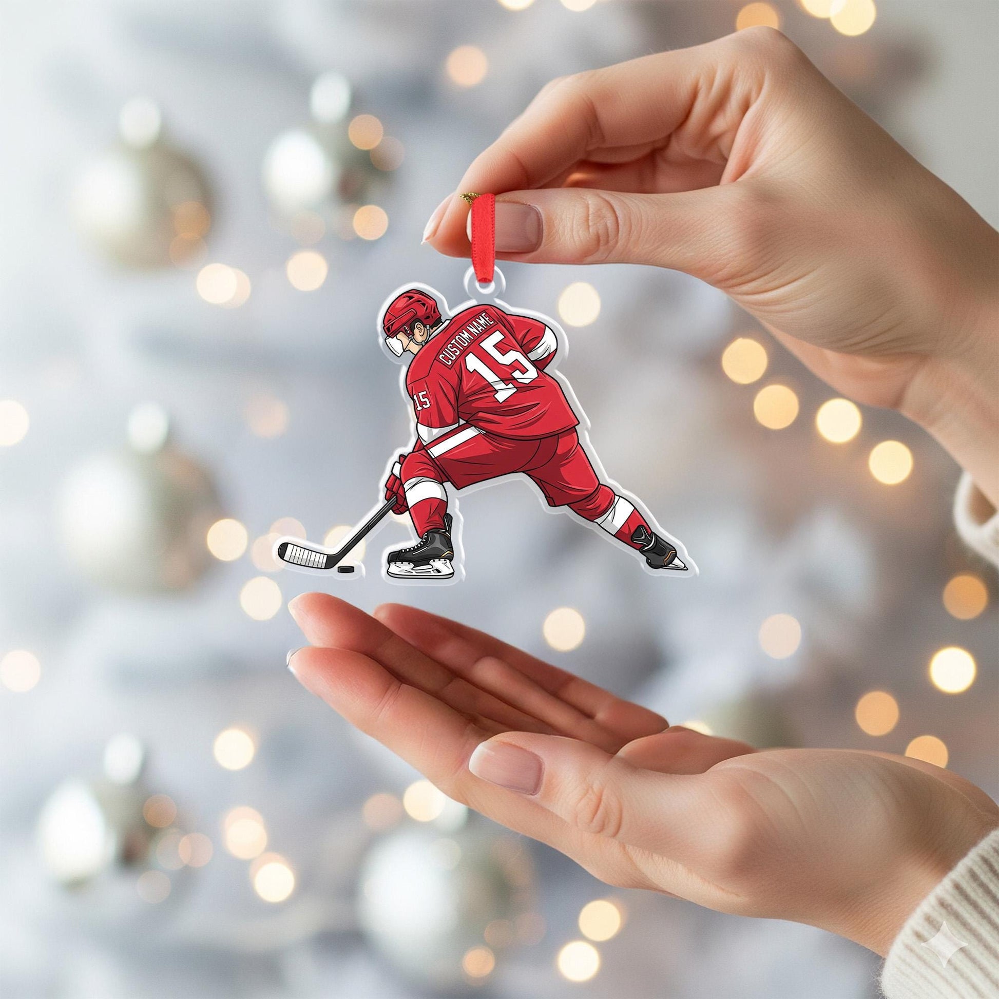 Personalized Hockey Ornament – Custom Name & Number Christmas Gift for Hockey Player, Team Sports Fan Keepsake