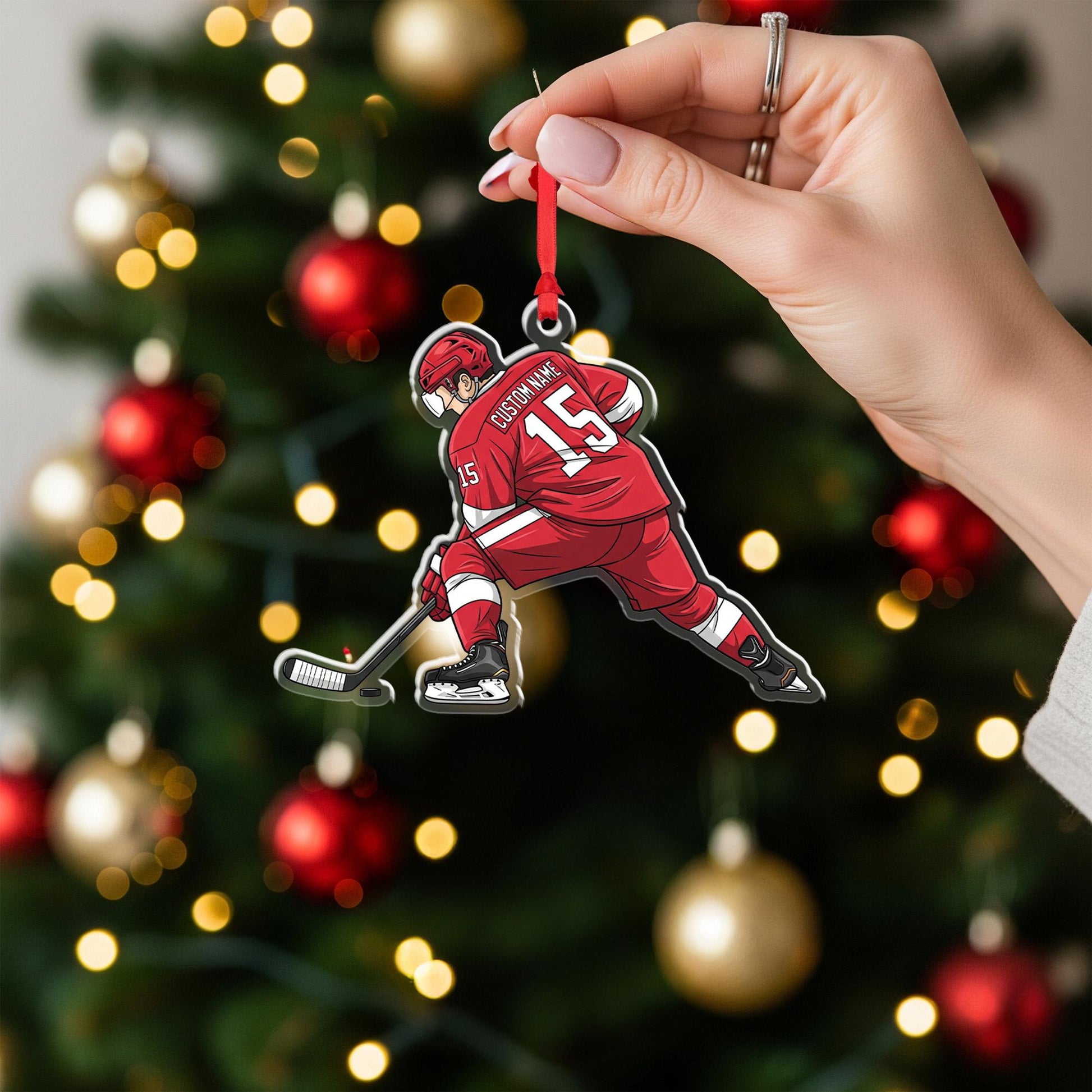 Personalized Hockey Ornament – Custom Name & Number Christmas Gift for Hockey Player, Team Sports Fan Keepsake