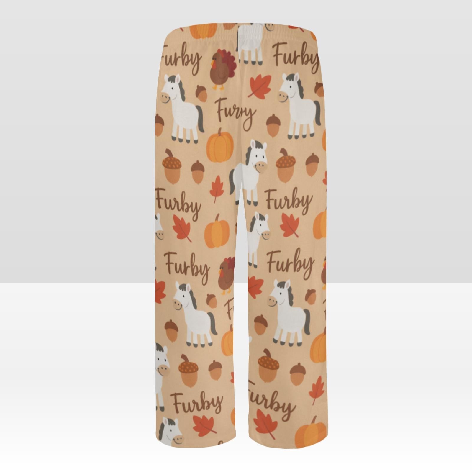 Horse Print Pajama Pants, Thanksgiving Pattern, Elastic Waist, Unisex Loungewear
