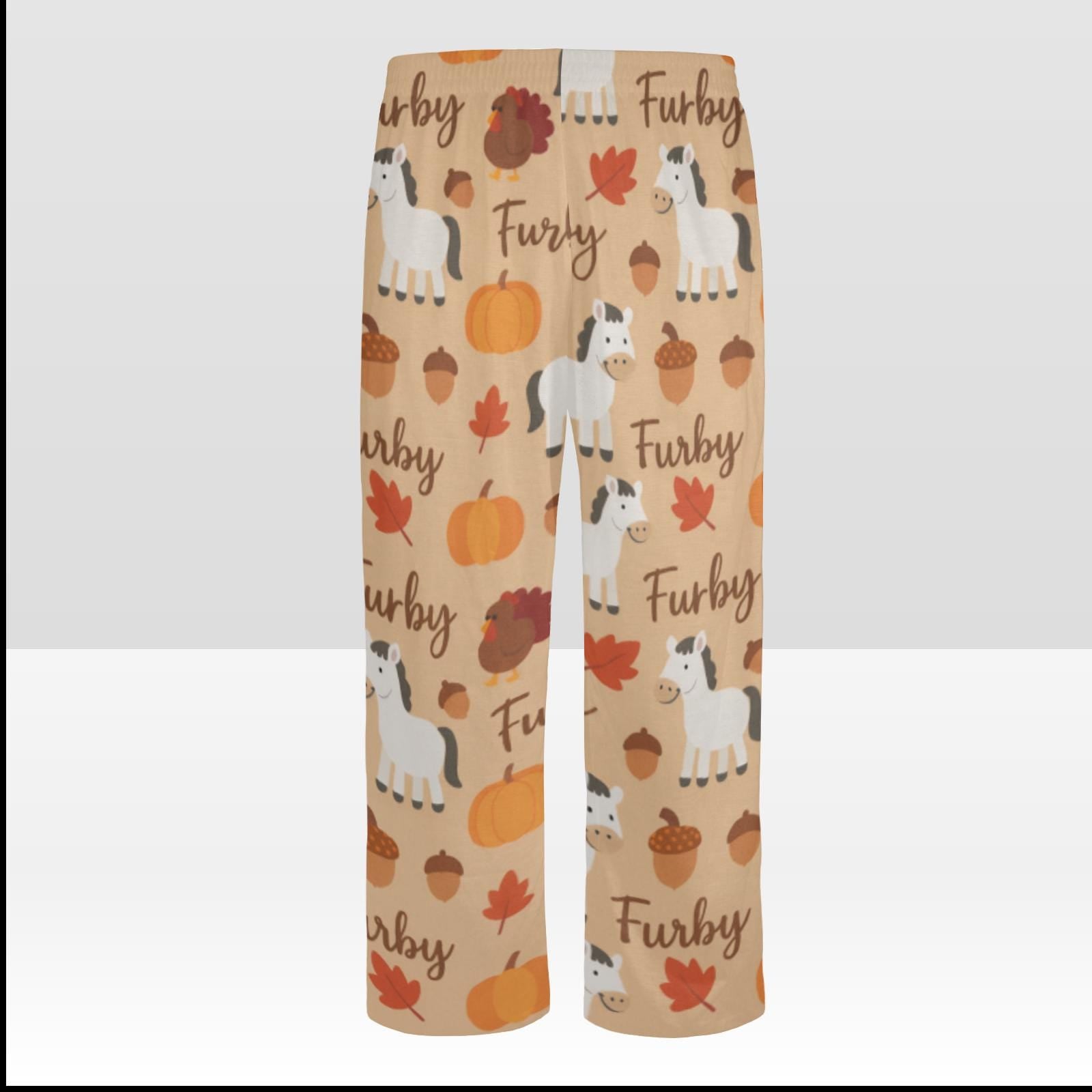 Horse Print Pajama Pants, Thanksgiving Pattern, Elastic Waist, Unisex Loungewear
