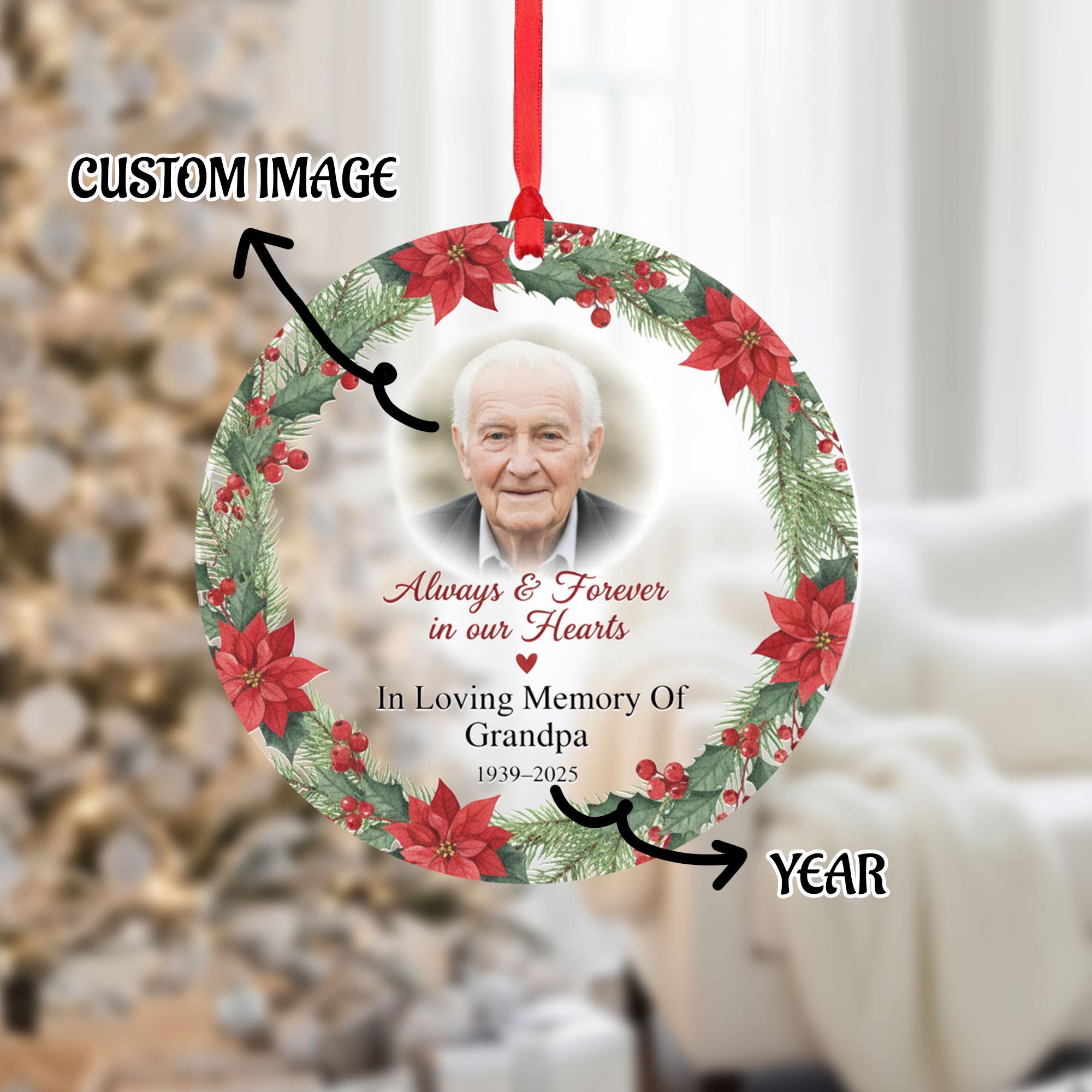 Custom Memorial Photo Ornament – Personalized In Loving Memory Keepsake Christmas Wreath