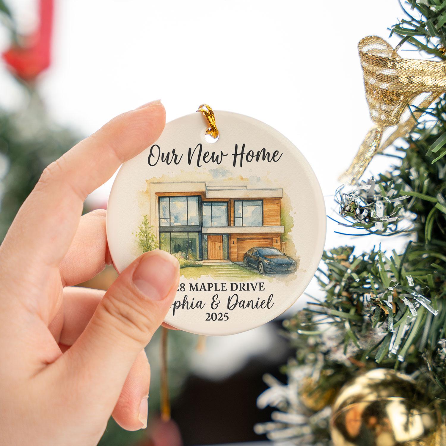 Personalized New Home Ceramic Ornament – Custom Address, Names & Year Housewarming Gift