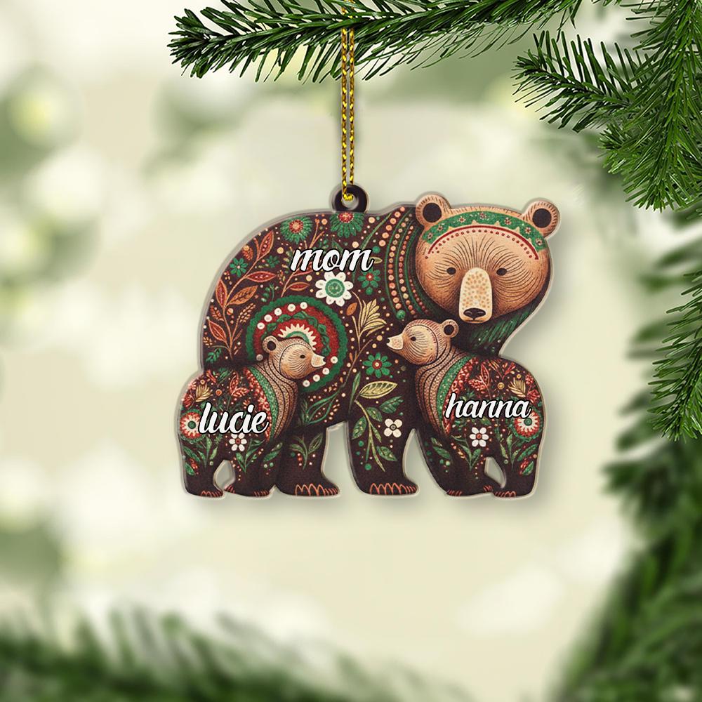 Personalized Family Animal Christmas Ornament: Bear, Elephant & Wolf