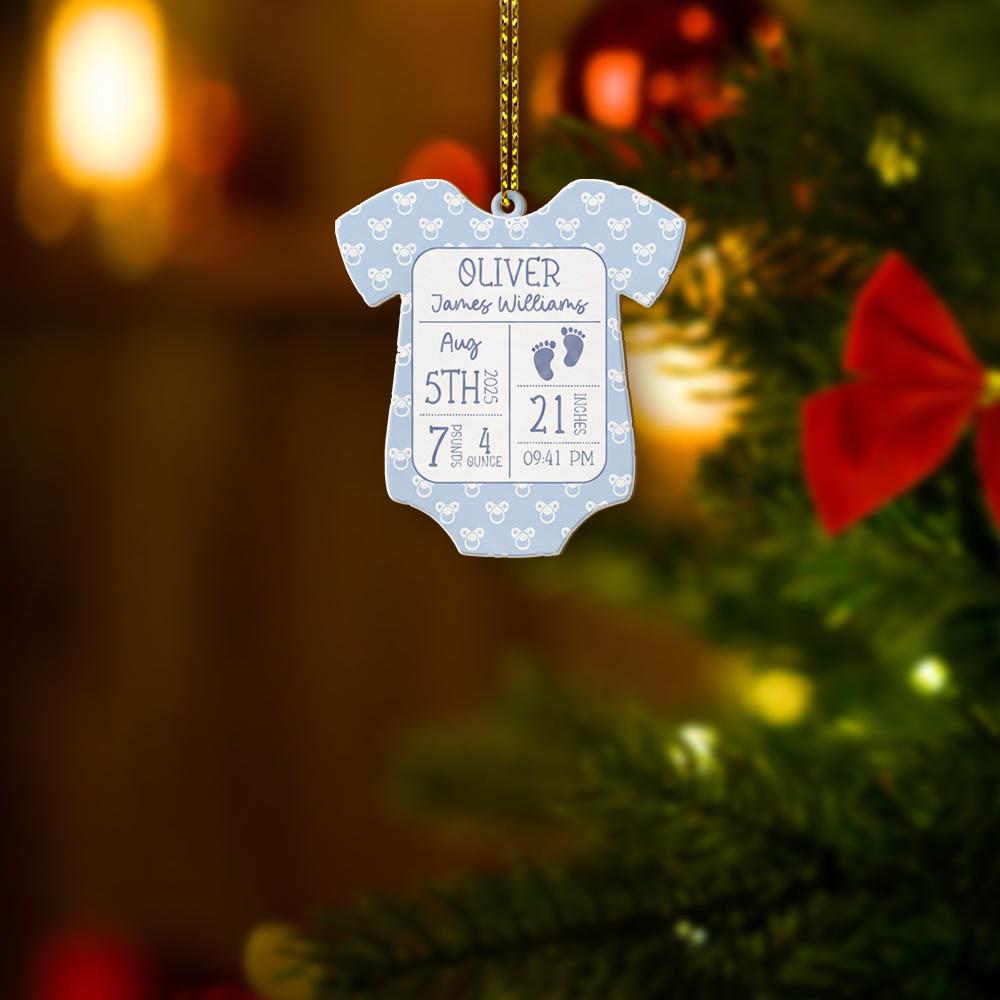 Personalized Baby Birth Stats Ornament: Custom Onesie Christmas Keepsake
