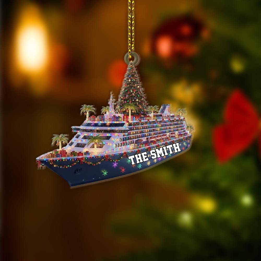 Personalized Cruise Ship Christmas Ornament – Custom Name Ocean Liner Holiday Decoration