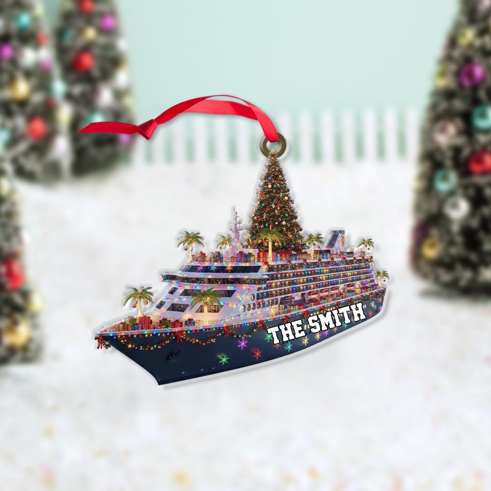 Personalized Cruise Ship Christmas Ornament – Custom Name Ocean Liner Holiday Decoration