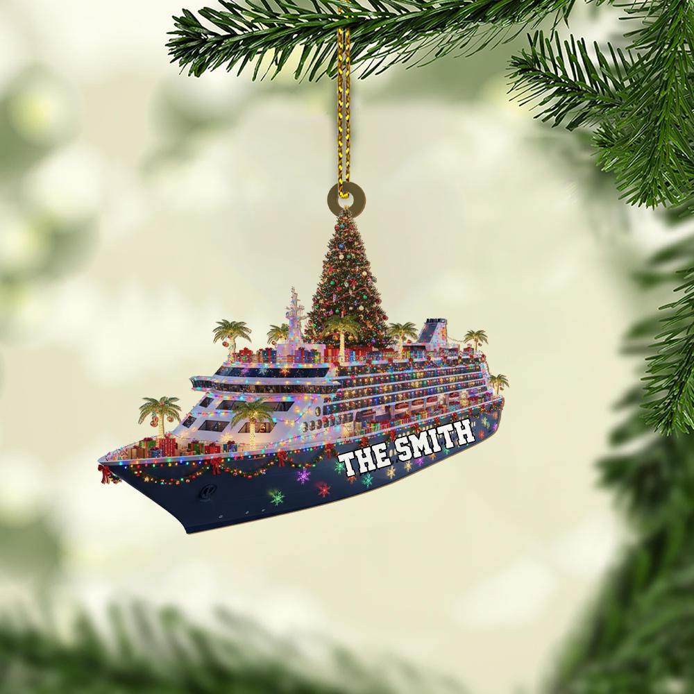 Personalized Cruise Ship Christmas Ornament – Custom Name Ocean Liner Holiday Decoration