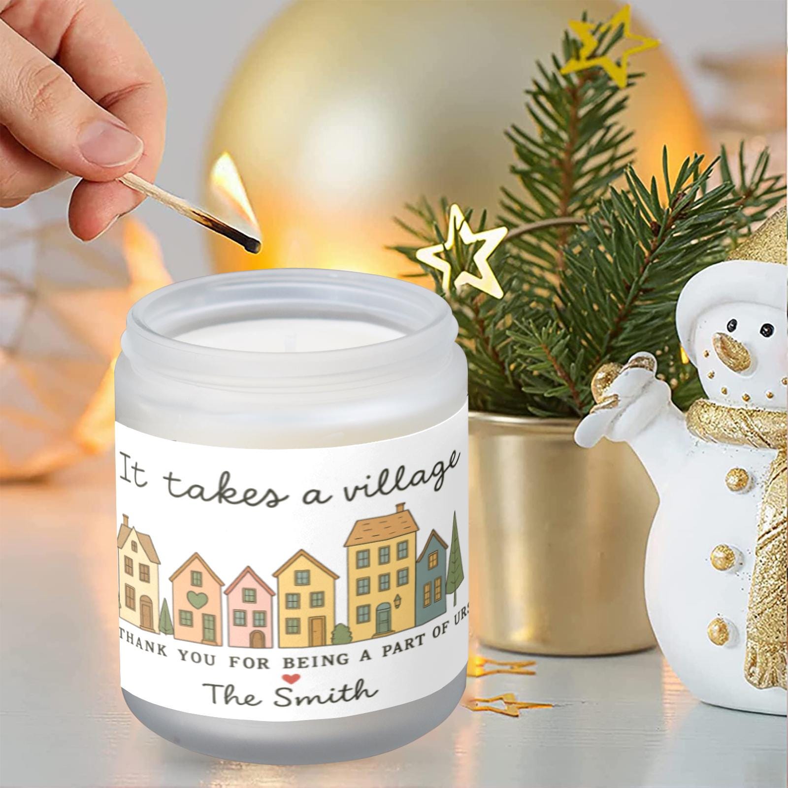 It Takes a Village Candle – Personalized Thank You Gift for Teachers, Friends, or Neighbors
