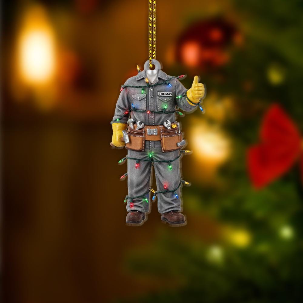 Personalized Handyman Ornament: Custom Construction Worker Gift