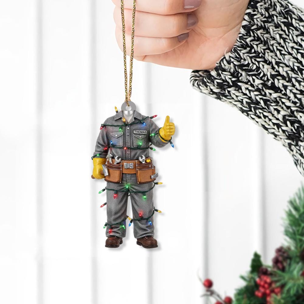 Personalized Handyman Ornament: Custom Construction Worker Gift