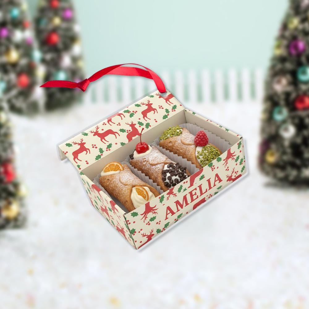 Personalized Cannoli Christmas Ornament – Custom Name Italian Pastry Holiday Decoration